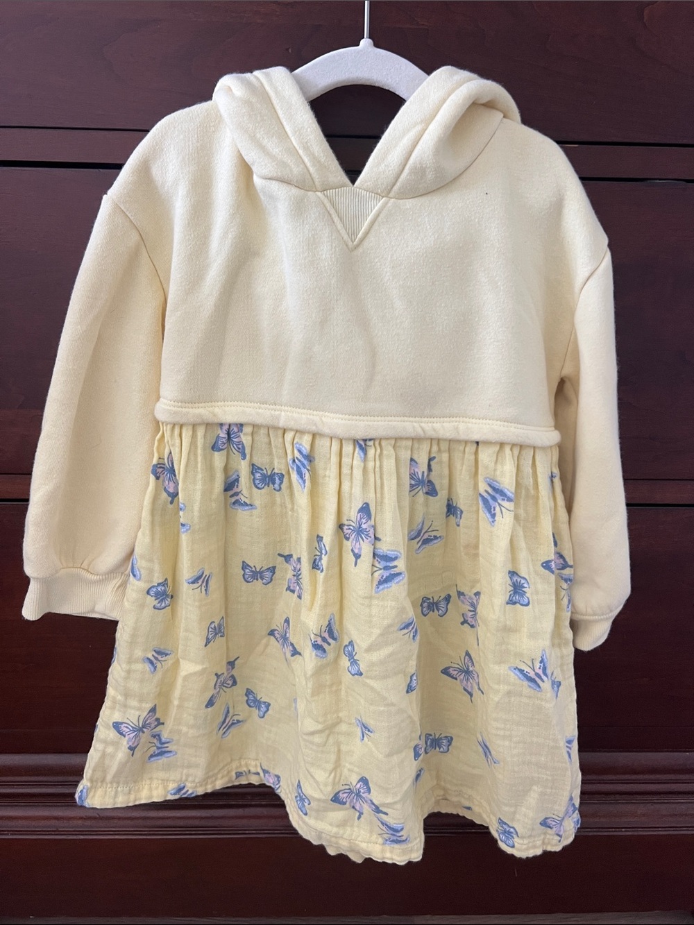 Baby Gap Toddler Yellow Butterfly Hoodie Dress 3T